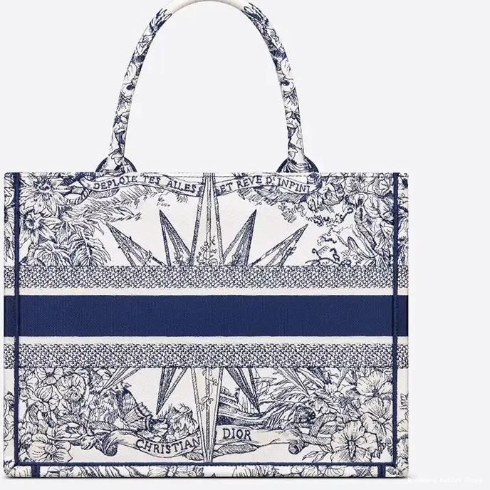 Cheap Tote Motif Dior Canvas d'Infini Blue Reve Book 0326 Hot Sale